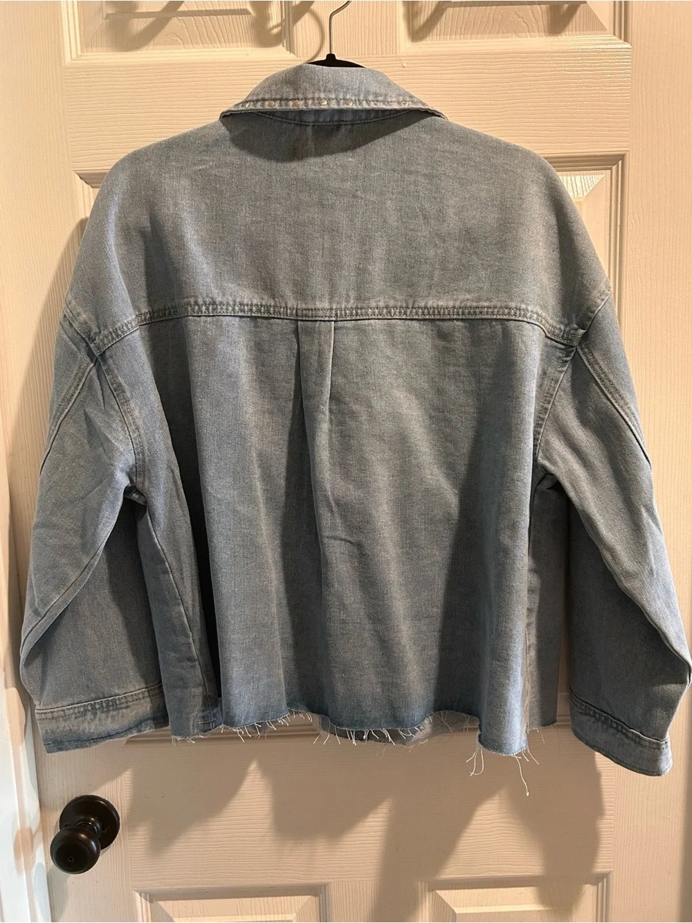 Jean Jacket Top Women’s  Frayed Hem Raw Edge Size XL